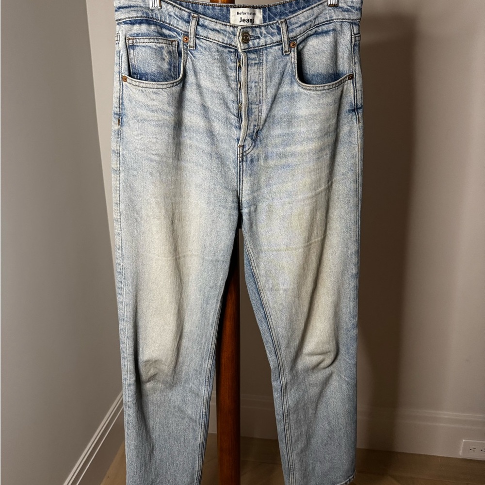 Reformation Women's Straight Leg Light Blue Jeans